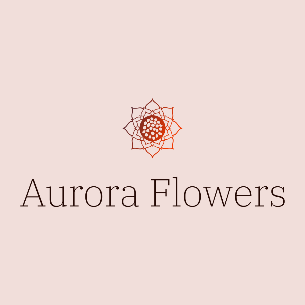 Elegant floral logo for Aurora Flowers with a delicate mandala design.