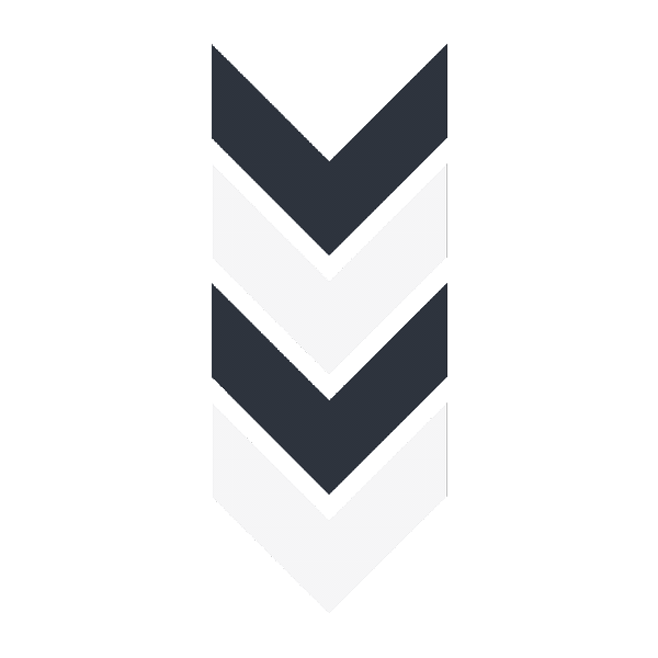 A vertical stack of five downward-pointing chevrons in alternating dark and white colors.