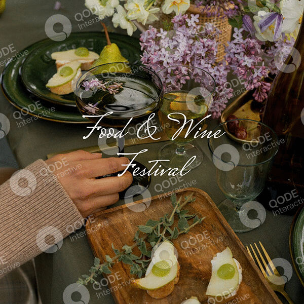 A cozy scene of hands serving food and drinks at a wine festival.