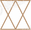 Abstract geometric design with brown triangles and white text elements.
