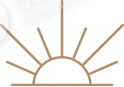 Stylized sun rising with rays in a minimalistic design.