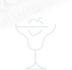 A minimalistic white line drawing of a martini glass with a face and the word 'Interact'.