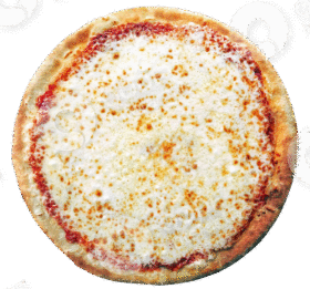 A classic cheese pizza with a golden crust.