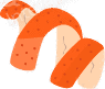 Two pieces of salmon sushi on white rice.